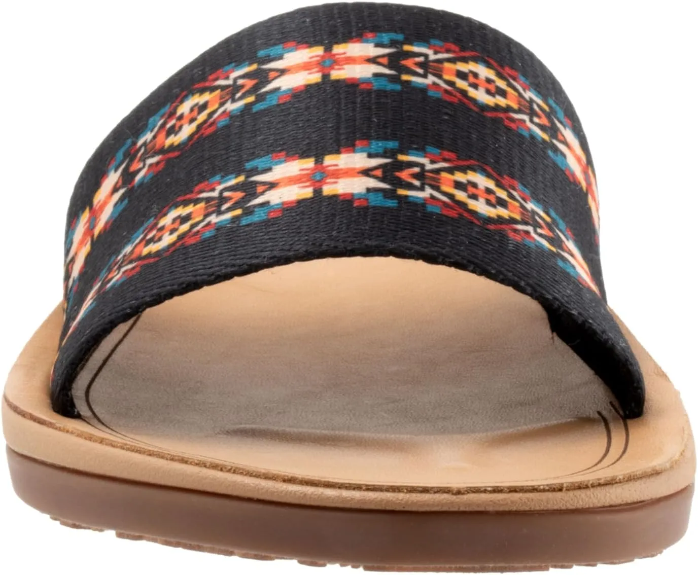 PENDLETON Women's Slide, Colorful Patterned Fabric and Leather Upper, Non-Slip Rubber Sole, Arch Support, 0.5" Heel