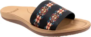 PENDLETON Women's Slide, Colorful Patterned Fabric and Leather Upper, Non-Slip Rubber Sole, Arch Support, 0.5" Heel