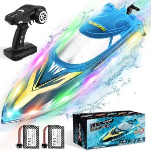 Remote Control Boat RC Boat for Adults Kids for Pool Lake with 2 Batteries 60Min 30  KPH Racing Boats 5 Cool LED Lights 3 Speeds Toys for Kids & Boys Ideal for Kids