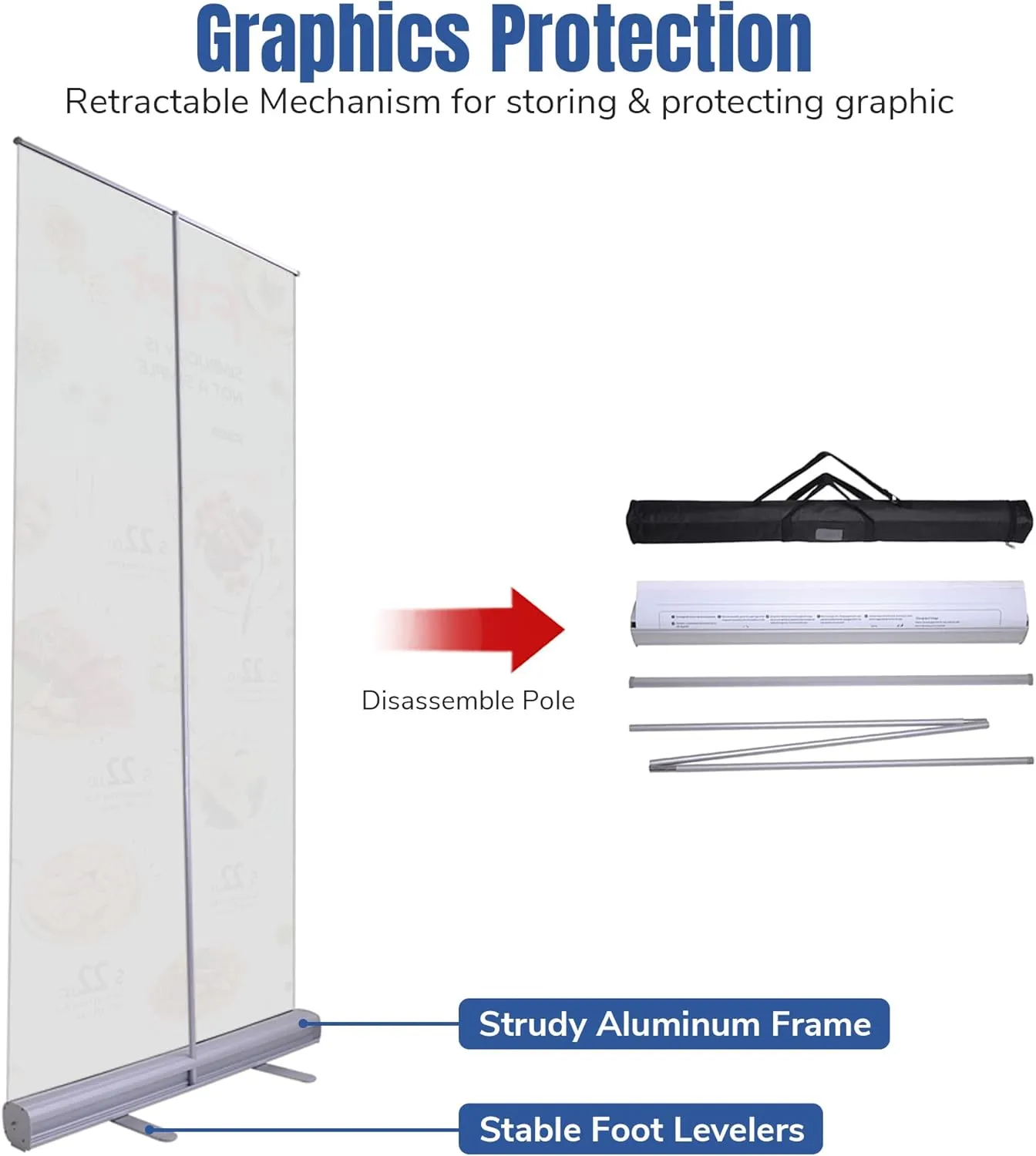 Retractable Roll Up Banner Stand 40"x79" Aluminum Trade Show Stand with Carrying Bag for Retail Displays and Promotional Events