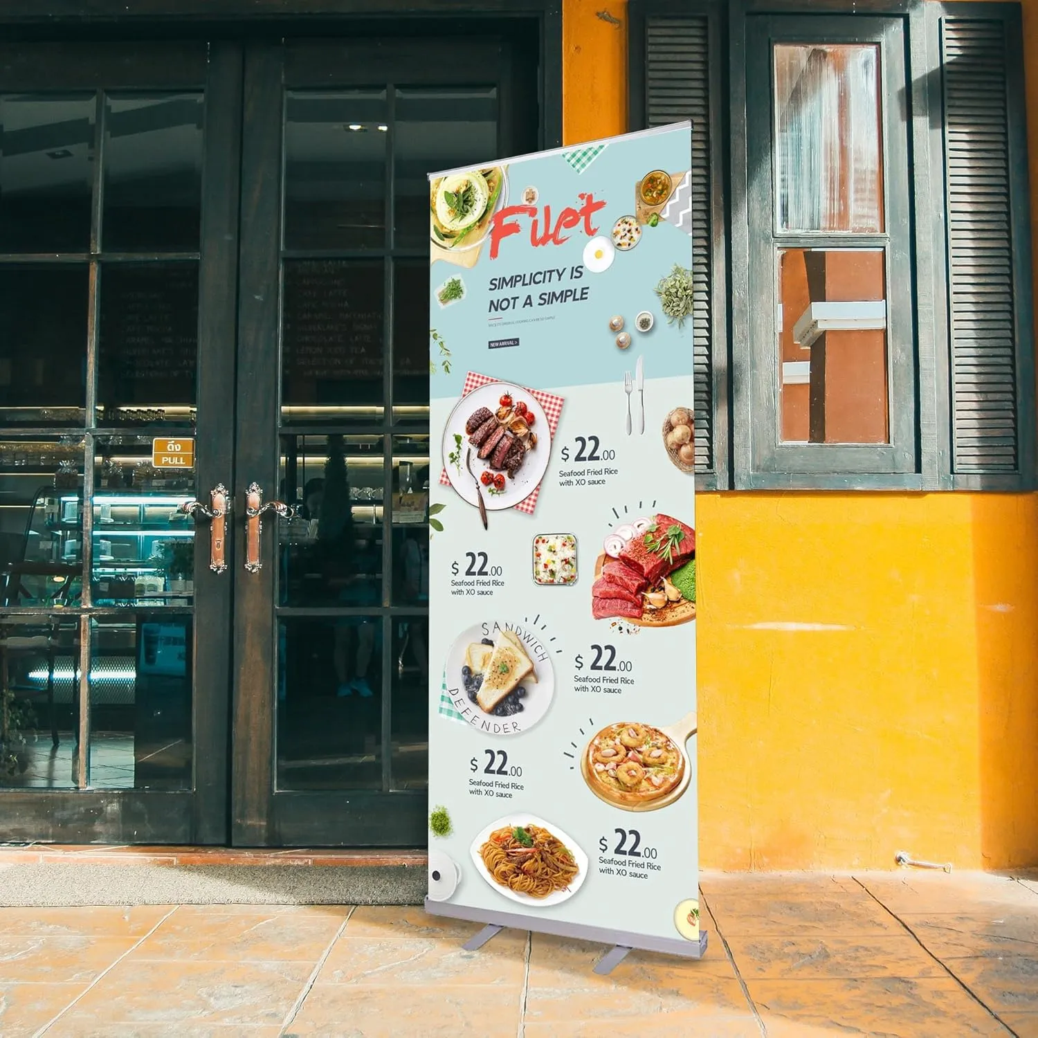 Retractable Roll Up Banner Stand 40"x79" Aluminum Trade Show Stand with Carrying Bag for Retail Displays and Promotional Events