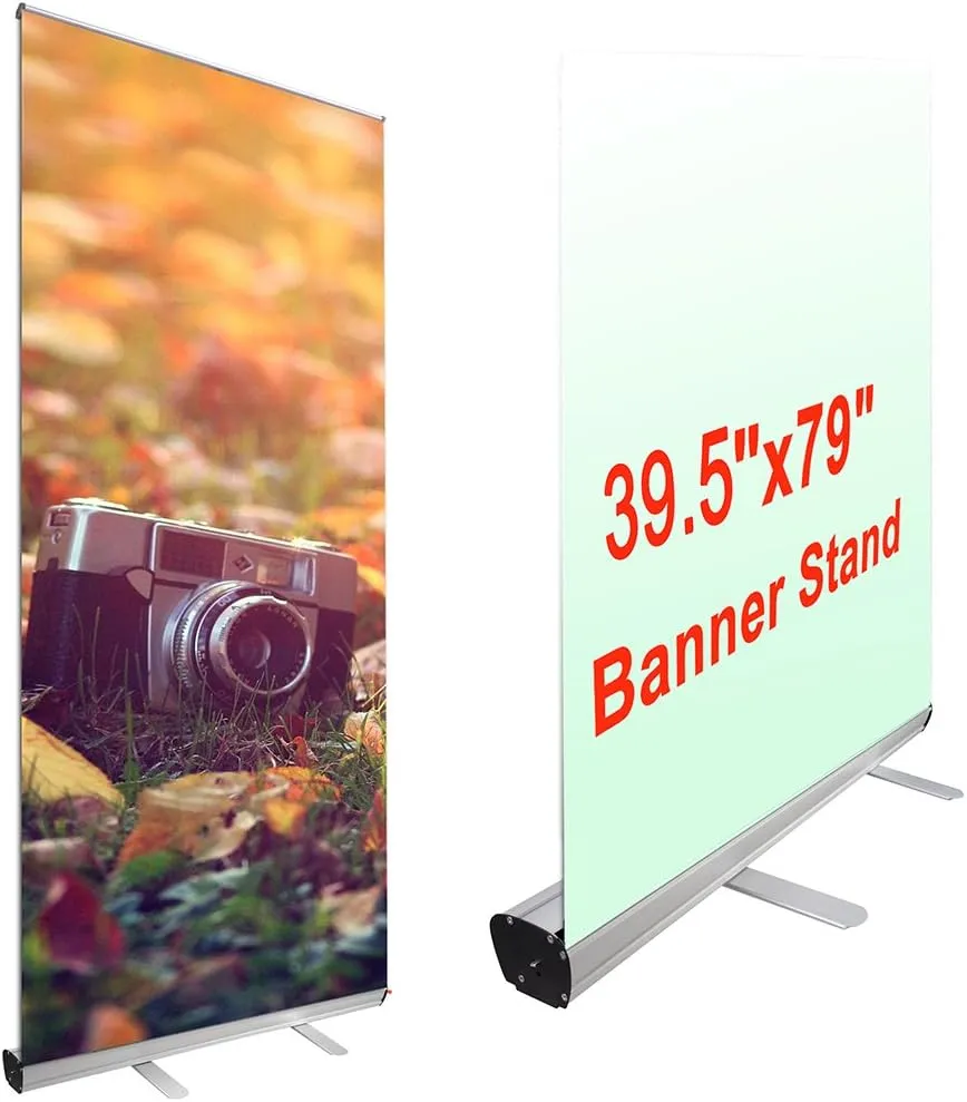 Retractable Roll Up Banner Stand 40"x79" Aluminum Trade Show Stand with Carrying Bag for Retail Displays and Promotional Events