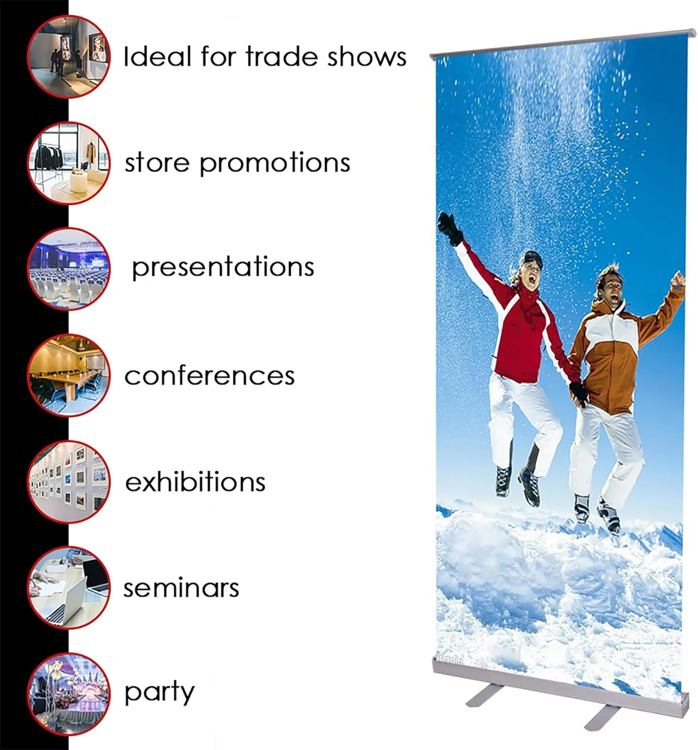 Retractable Roll Up Banner Stand 40"x79" Aluminum Trade Show Stand with Carrying Bag for Retail Displays and Promotional Events