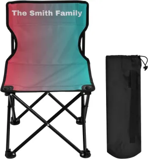Sinestour Pink Blue Gradient Custom Folding Camping Chair Personalized Portable Outdoor Chair with Carry Bag for Picnic Lawn Travel