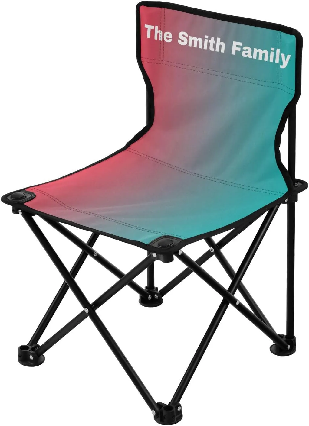 Sinestour Pink Blue Gradient Custom Folding Camping Chair Personalized Portable Outdoor Chair with Carry Bag for Picnic Lawn Travel