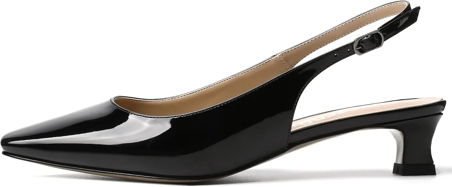 SKYSTERRY Women's Slip On Square Toe Casual Patent Slingback Dating Spool Low Heel Pumps Shoes 1.5 Inch