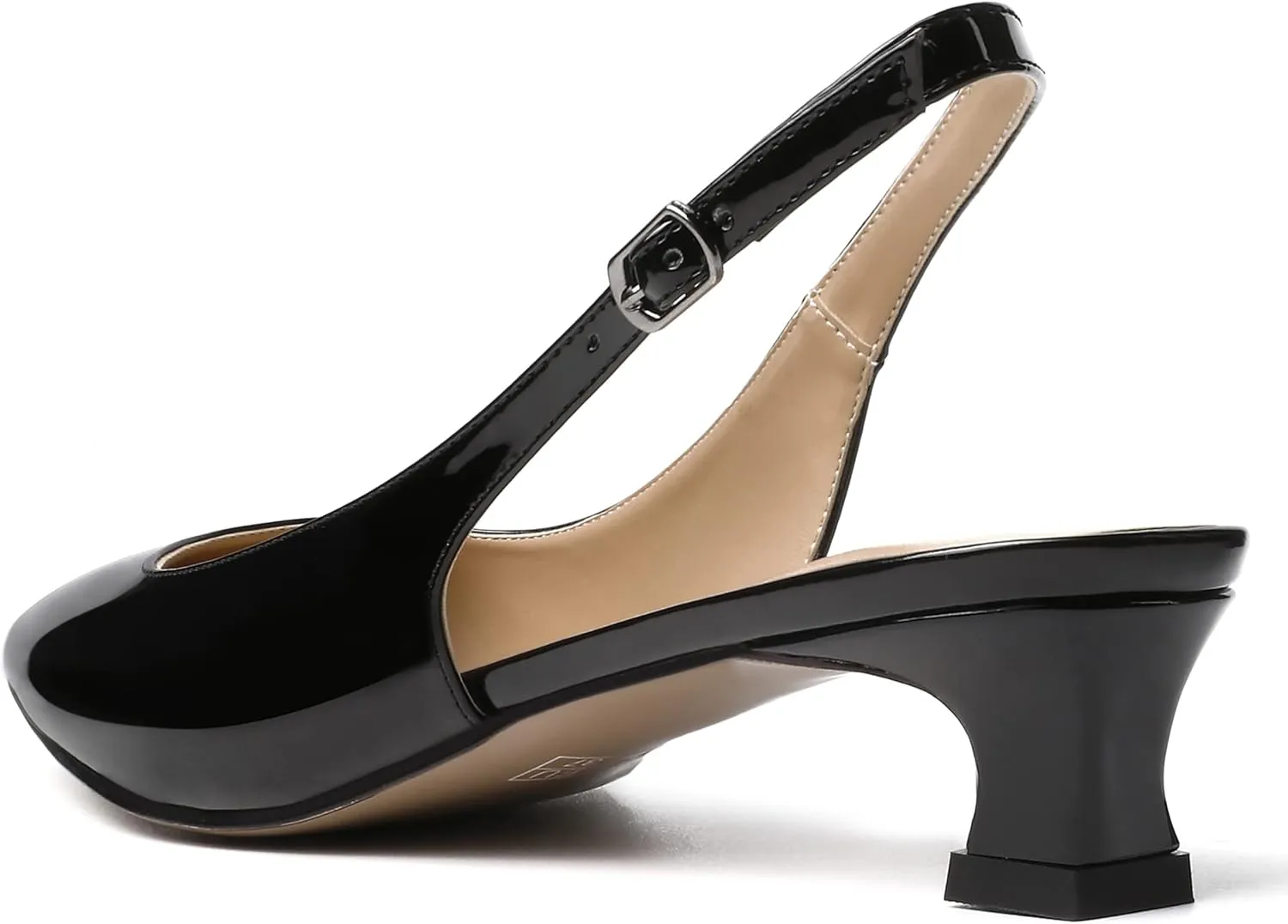 SKYSTERRY Women's Slip On Square Toe Casual Patent Slingback Dating Spool Low Heel Pumps Shoes 1.5 Inch