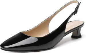 SKYSTERRY Women's Slip On Square Toe Casual Patent Slingback Dating Spool Low Heel Pumps Shoes 1.5 Inch