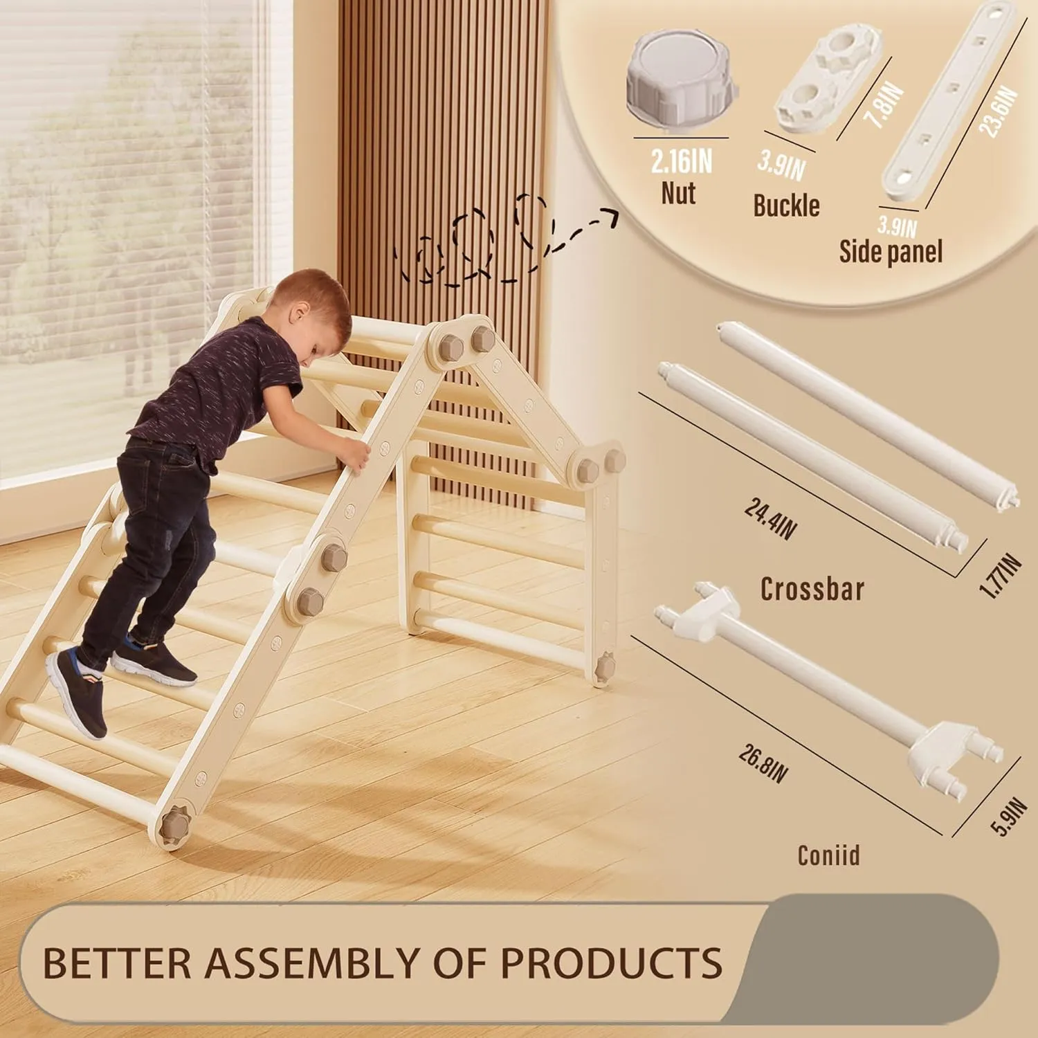 Slide Compatible with HTWELL Toddler Climbing Toys,Plastic Kids Pikler Triangle Set,Multifunction Foldable Indoor Kids Gym(Gray)