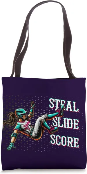 Softball Steal Slide Score for Best Base Stealers on Field Tote Bag