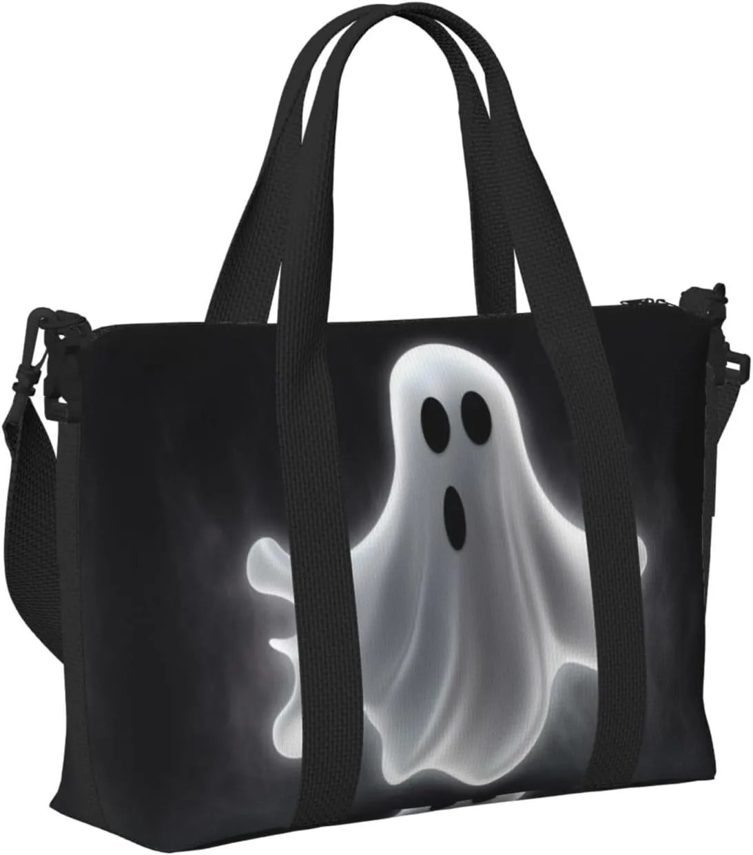 Sports Gym Bag for Women Men Travel Duffel Bag Tote Black and Halloween Ghost Weekender Bag Canvas Carry on Overnight Bag for Travel Swimming Fitness Workout Sports Duffle Bag