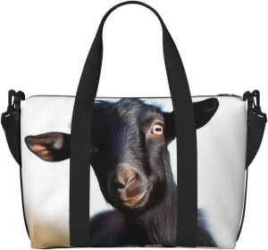 Sports Gym Bag for Women Men Travel Duffel Bag Tote Cute Black Goat Animal Weekender Bag Canvas Carry on Overnight Bag for Travel Swimming Fitness Workout Sports Duffle Bag