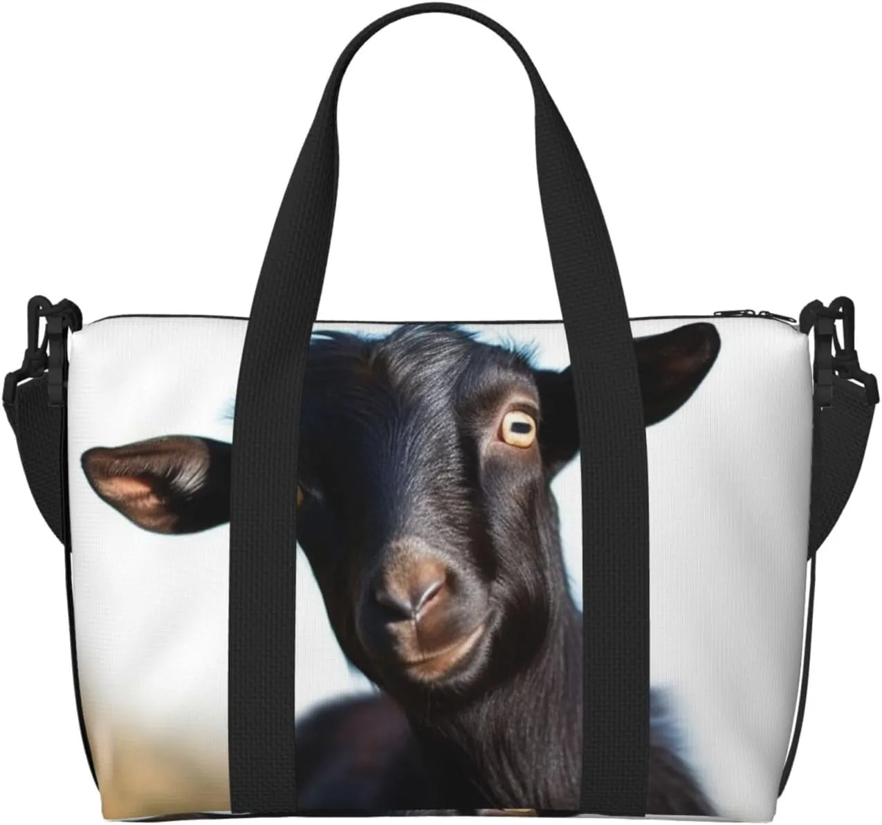 Sports Gym Bag for Women Men Travel Duffel Bag Tote Cute Black Goat Animal Weekender Bag Canvas Carry on Overnight Bag for Travel Swimming Fitness Workout Sports Duffle Bag