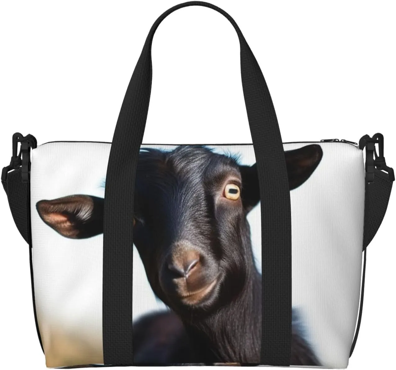 Sports Gym Bag for Women Men Travel Duffel Bag Tote Cute Black Goat Animal Weekender Bag Canvas Carry on Overnight Bag for Travel Swimming Fitness Workout Sports Duffle Bag