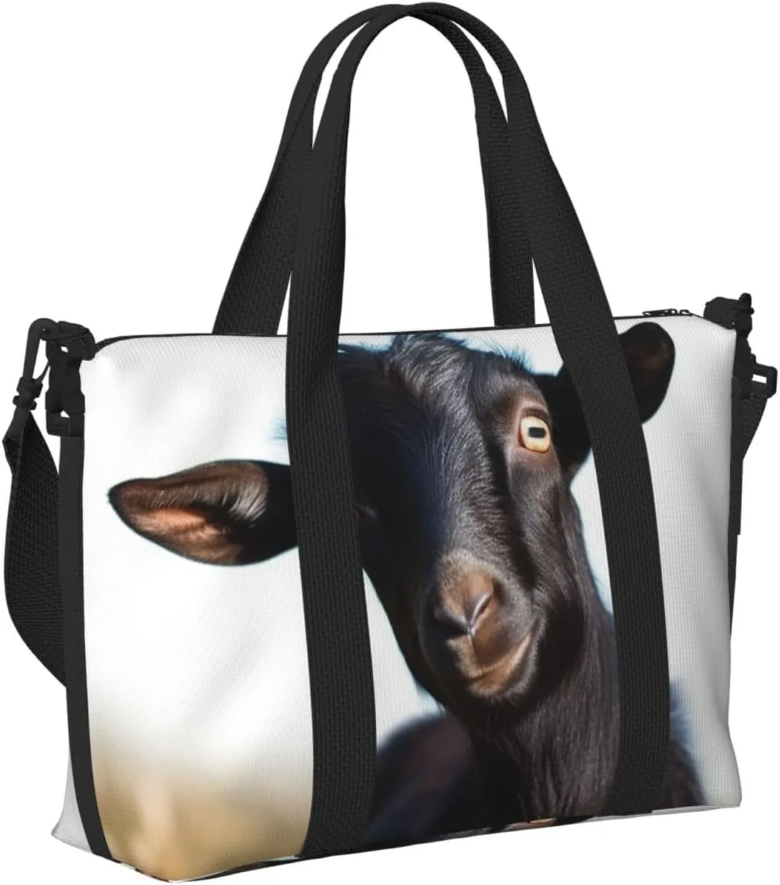 Sports Gym Bag for Women Men Travel Duffel Bag Tote Cute Black Goat Animal Weekender Bag Canvas Carry on Overnight Bag for Travel Swimming Fitness Workout Sports Duffle Bag