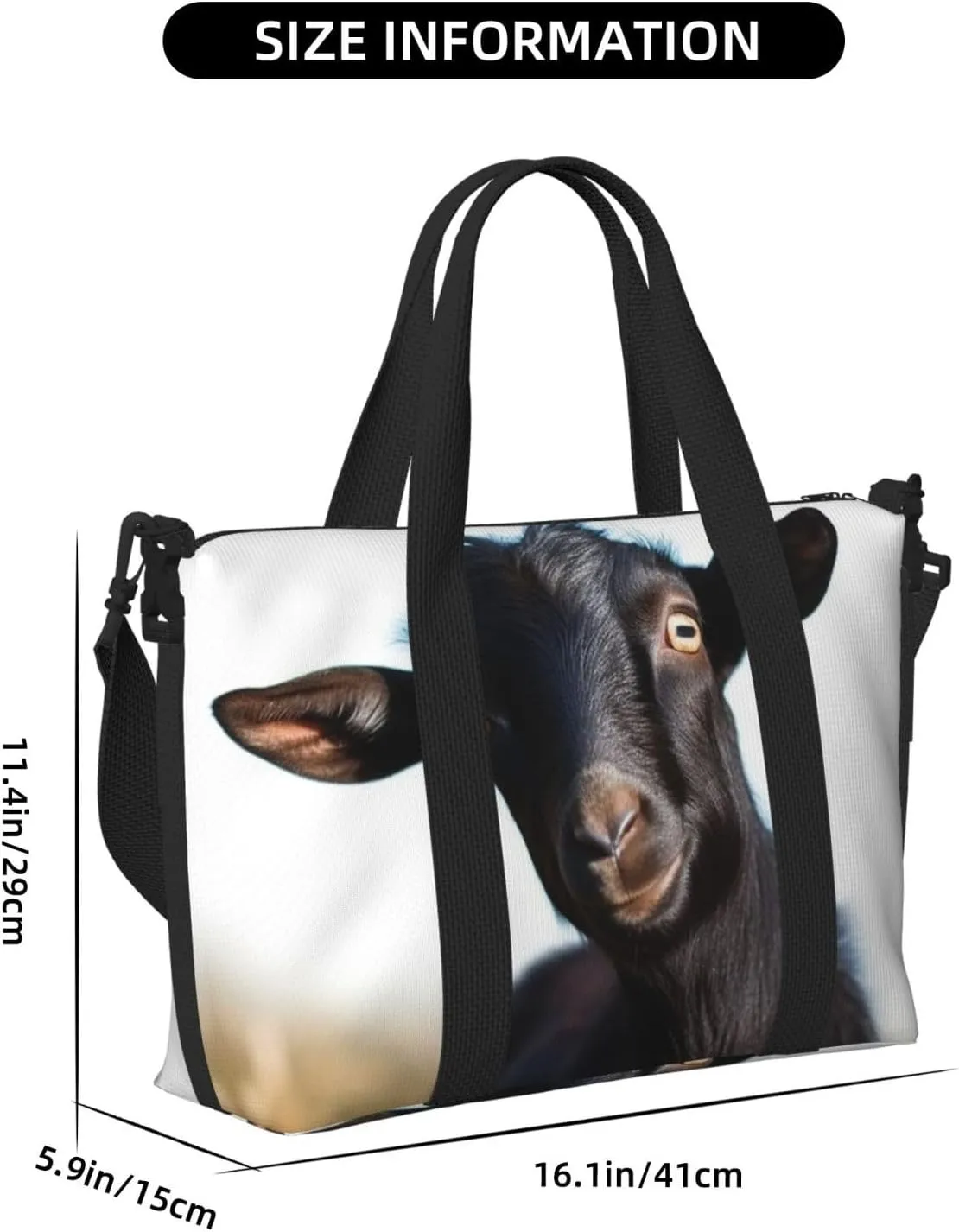 Sports Gym Bag for Women Men Travel Duffel Bag Tote Cute Black Goat Animal Weekender Bag Canvas Carry on Overnight Bag for Travel Swimming Fitness Workout Sports Duffle Bag