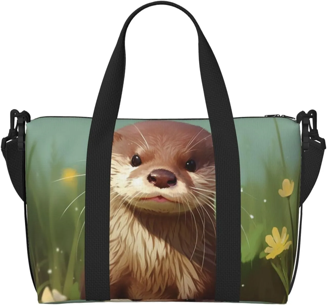 Sports Gym Bag for Women Men Travel Duffel Bag Tote Cute otter Weekender Bag Canvas Carry on Overnight Bag for Travel Swimming Fitness Workout Sports Duffle Bag