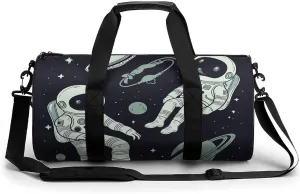Sports Gym Bag for Women Men Travel Duffel Bag Tote Weekender Bag Astronaut And Alien Carry on Overnight Bag for Travel Swimming Fitness Workout Sports Duffle Bag