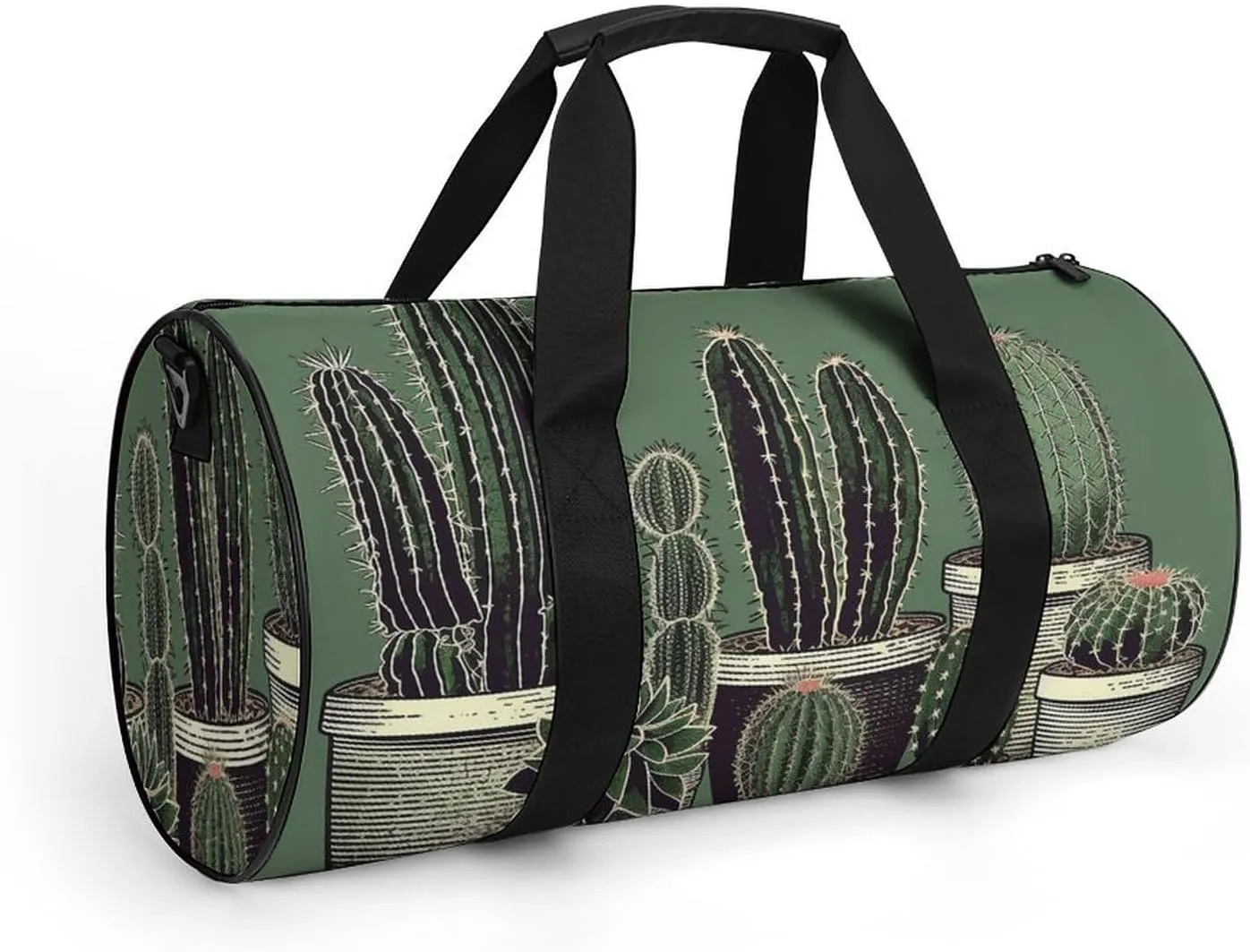 Sports Gym Bag for Women Men Travel Duffel Bag Tote Weekender Bag Green Cactus Carry on Overnight Bag for Travel Swimming Fitness Workout Sports Duffle Bag