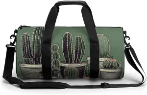 Sports Gym Bag for Women Men Travel Duffel Bag Tote Weekender Bag Green Cactus Carry on Overnight Bag for Travel Swimming Fitness Workout Sports Duffle Bag