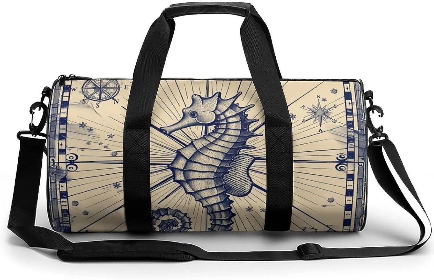 Sports Gym Bag for Women Men Travel Duffel Bag Tote Weekender Bag Old Nautical Chart Style Carry on Overnight Bag for Travel Swimming Fitness Workout Sports Duffle Bag
