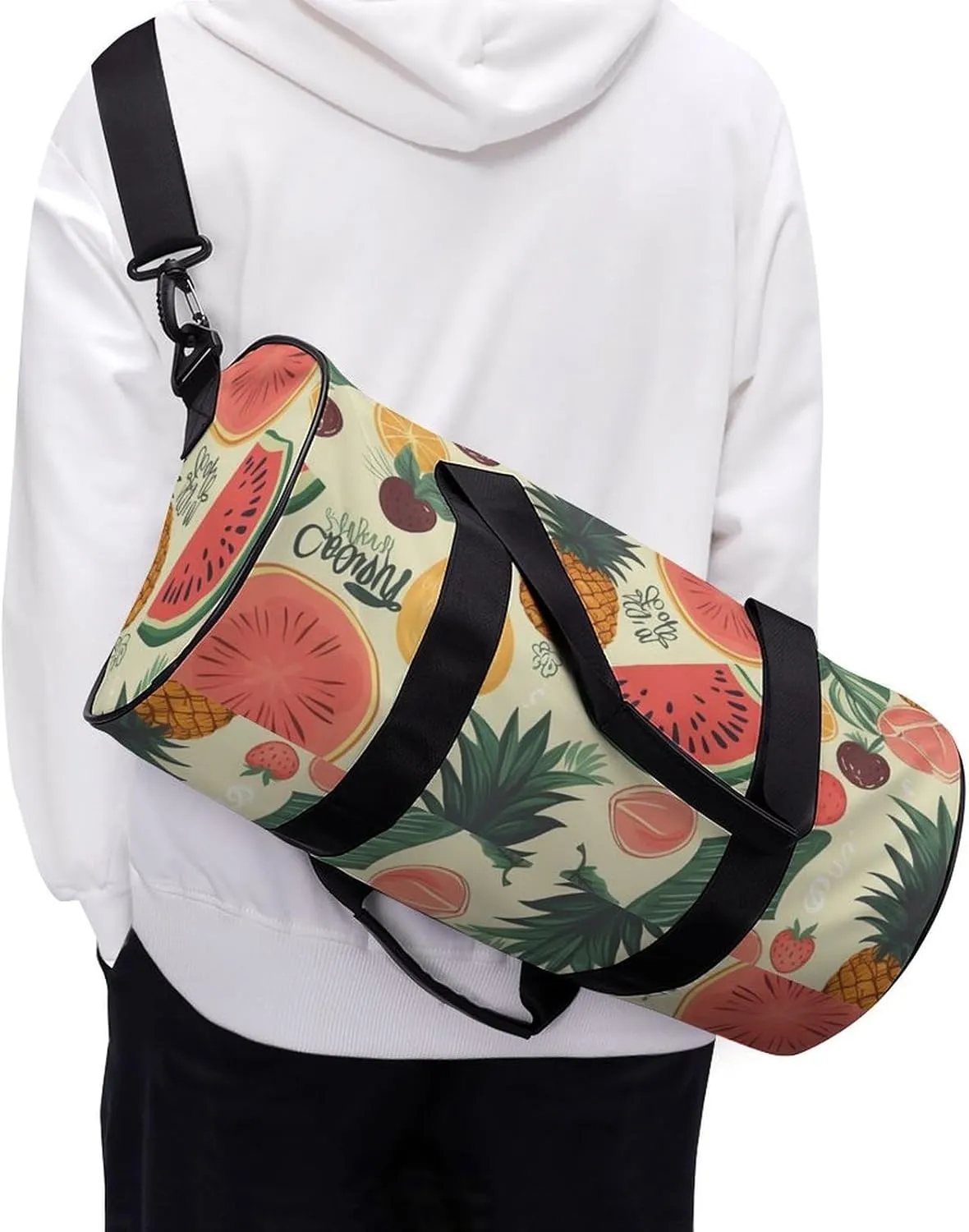 Sports Gym Bag for Women Men Travel Duffel Bag Tote Weekender Bag Tropical Fruit Carry on Overnight Bag for Travel Swimming Fitness Workout Sports Duffle Bag