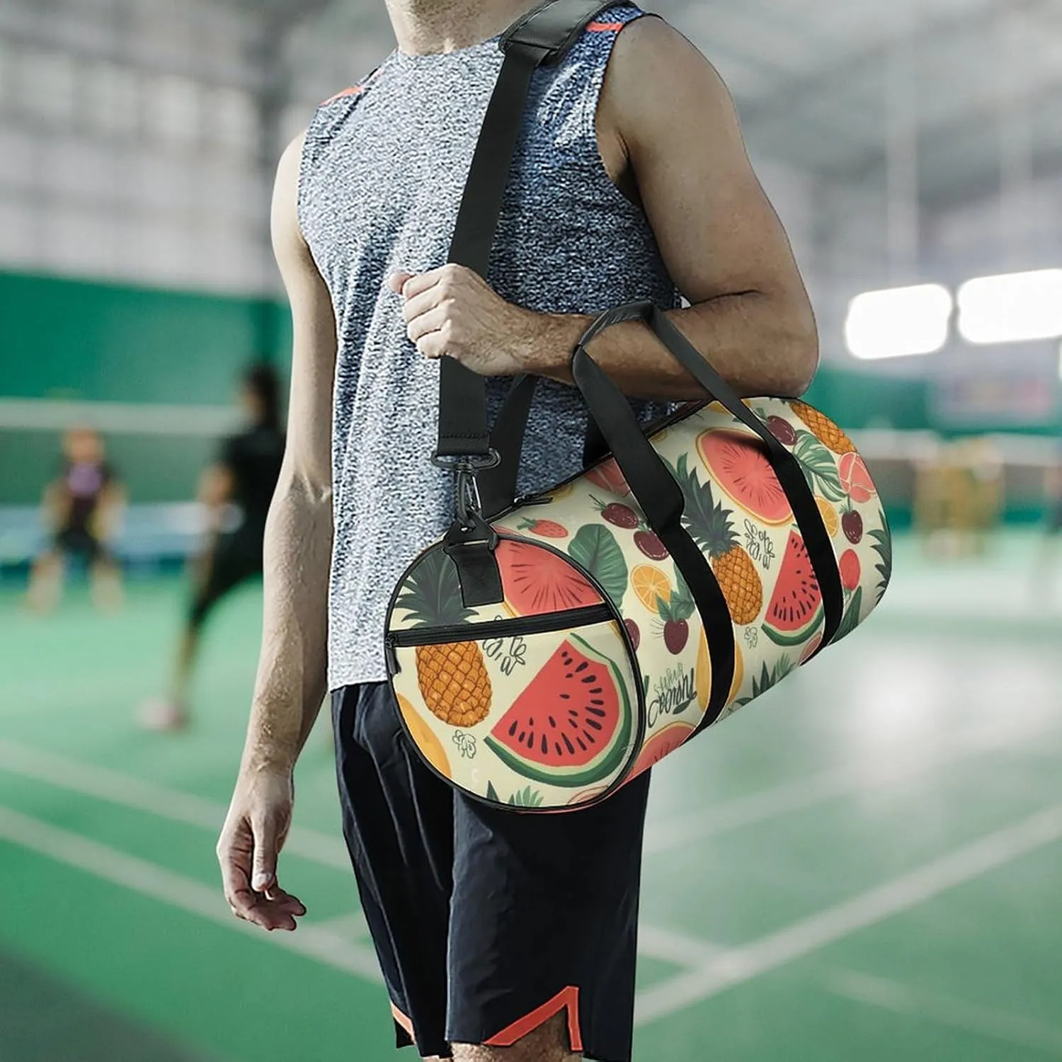 Sports Gym Bag for Women Men Travel Duffel Bag Tote Weekender Bag Tropical Fruit Carry on Overnight Bag for Travel Swimming Fitness Workout Sports Duffle Bag