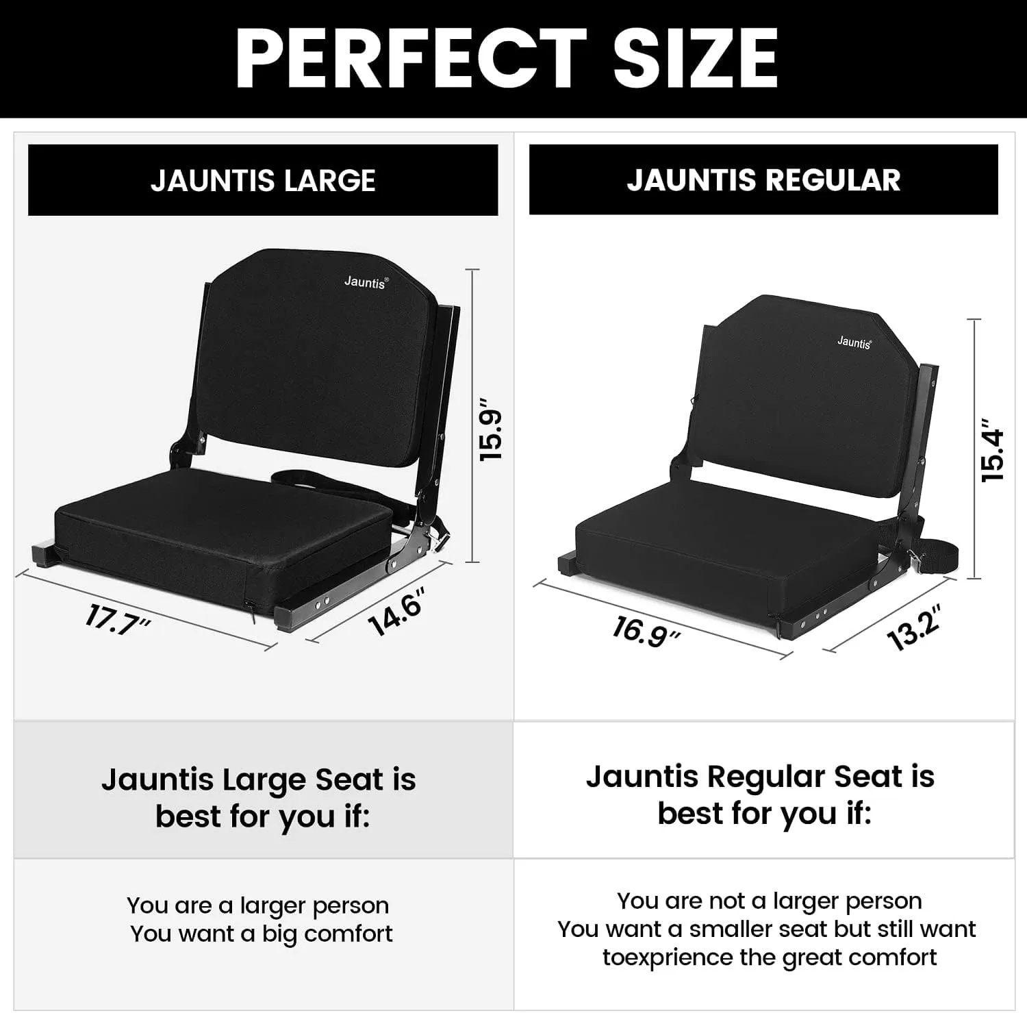 Stadium Seats for Bleachers, Bleacher Seats with Ultra Padded Comfy Foam Backs and Cushion, Wide Portable Stadium Chairs with Back Support and Shoulder Strap