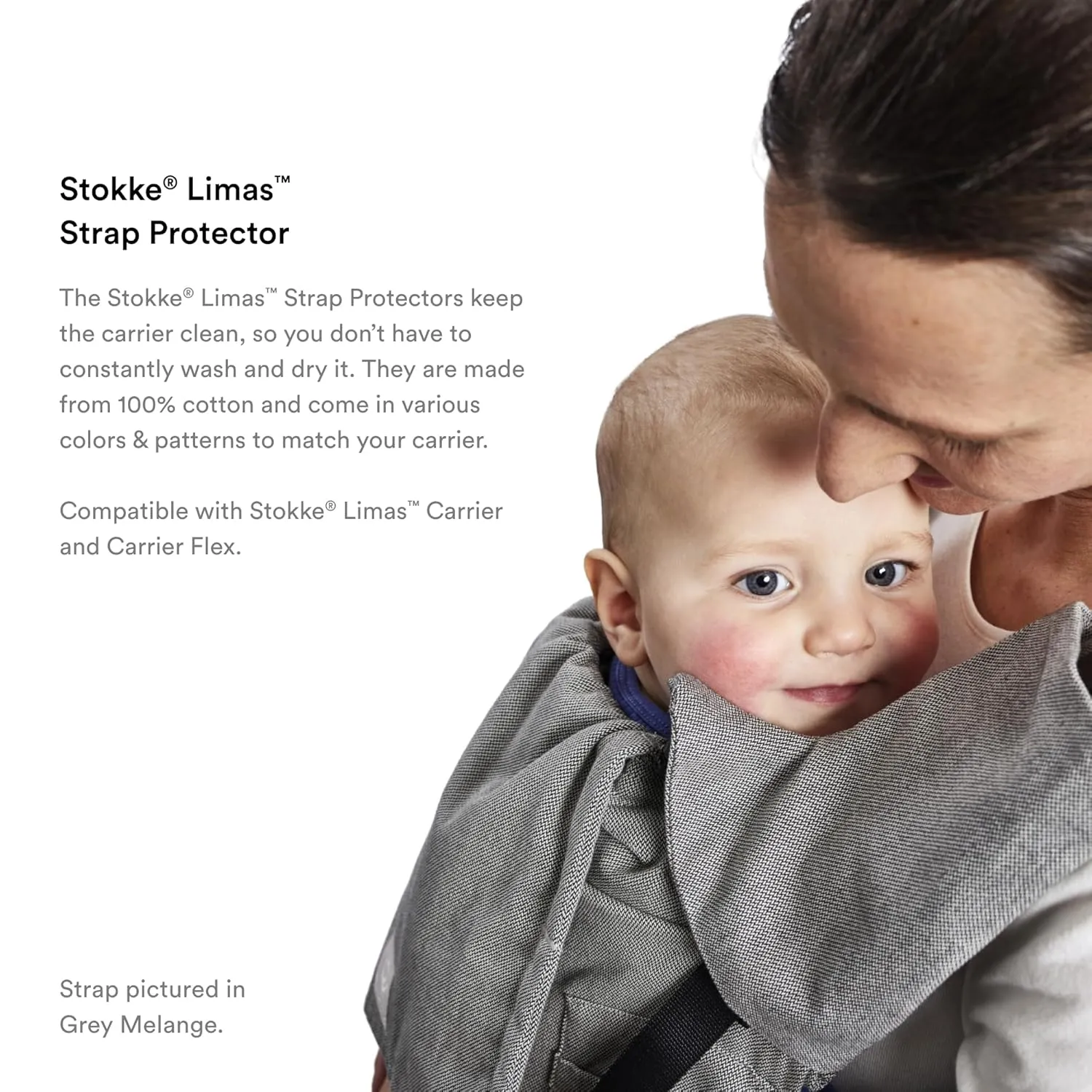 Stokke Limas Strap Protector, Floral Slate - Keeps Carrier Fresh & Clean - Machine Washable, 100% Cotton - Compatible with Limas & Flex