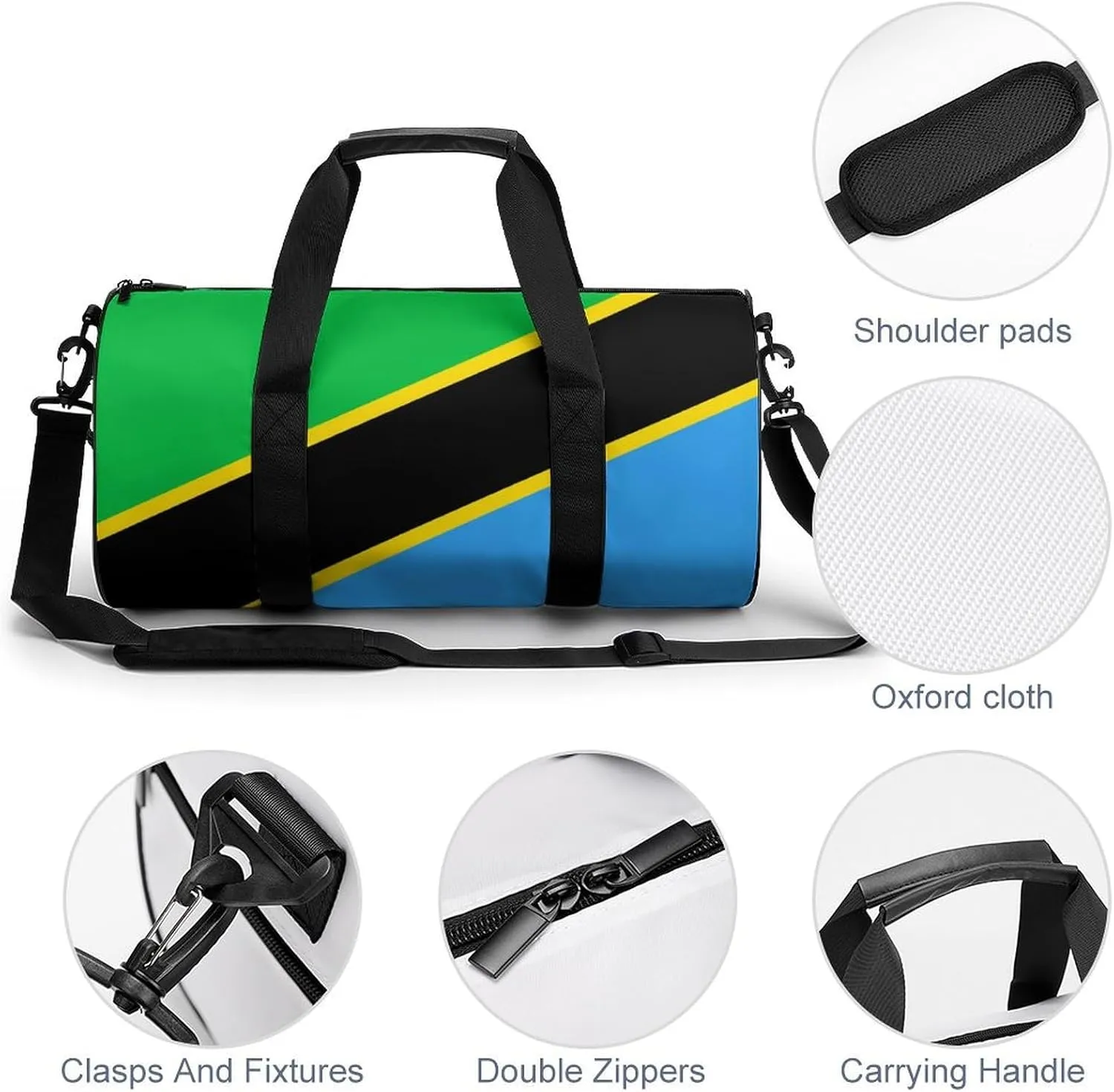Tanzania Flag Waterproof Gym Bag for Women Men with Wet Pocket Sports Duffel for Travel Weekender