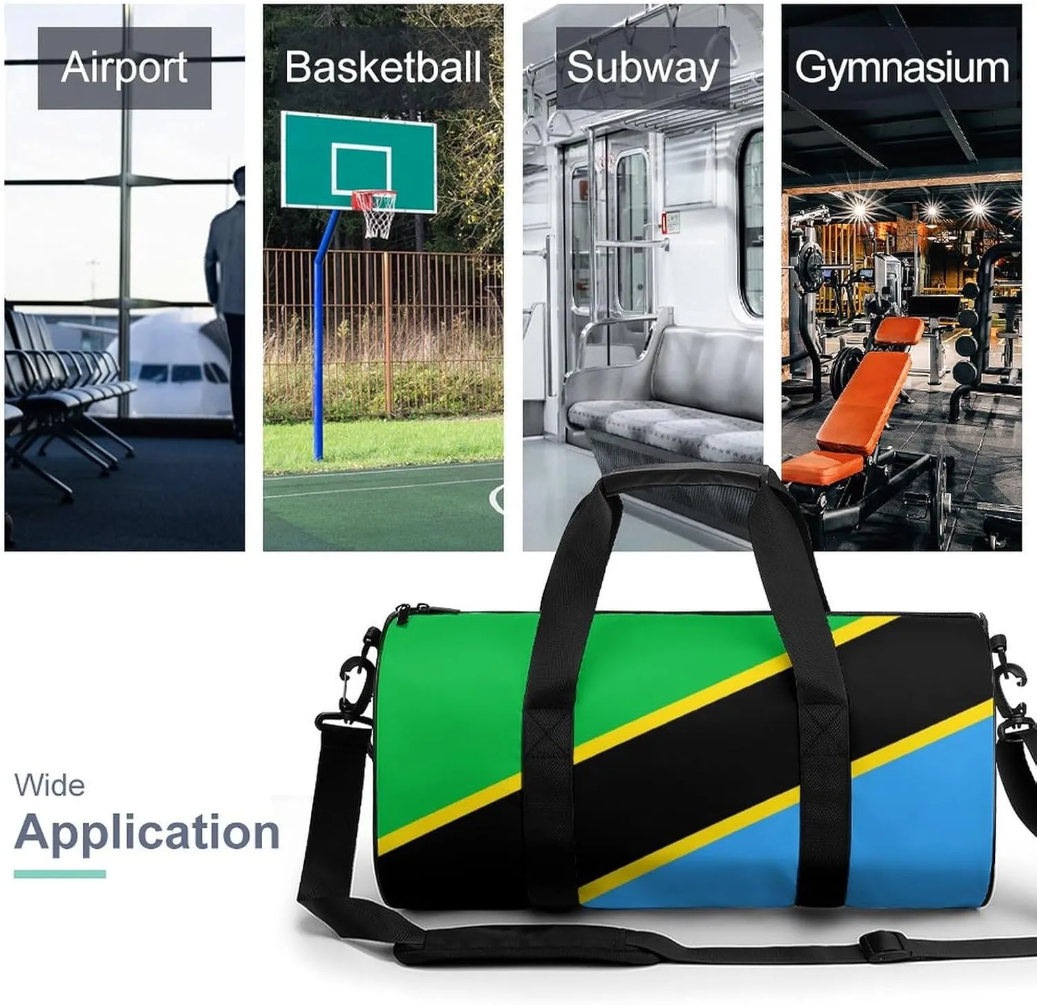 Tanzania Flag Waterproof Gym Bag for Women Men with Wet Pocket Sports Duffel for Travel Weekender