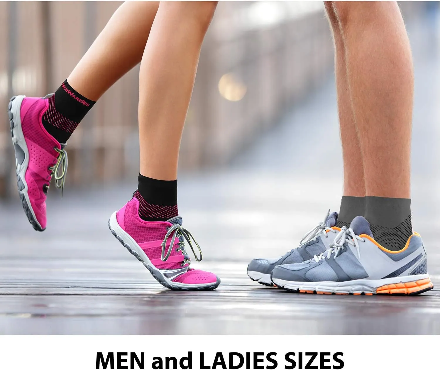 TechWare Pro Plantar Fasciitis Socks – Cushion Ankle Compression Socks Women & Men. Achilles Tendonitis Brace & Arch Support
