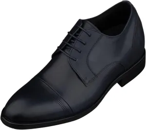 TOTO Men's Invisible Height Increasing Elevator Shoes - Slate Blue Premium Leather Lace-up Micro-Perforated Formal Derby Oxfords - 2.8 Inches Taller - K9279- Size 11 D(M) US