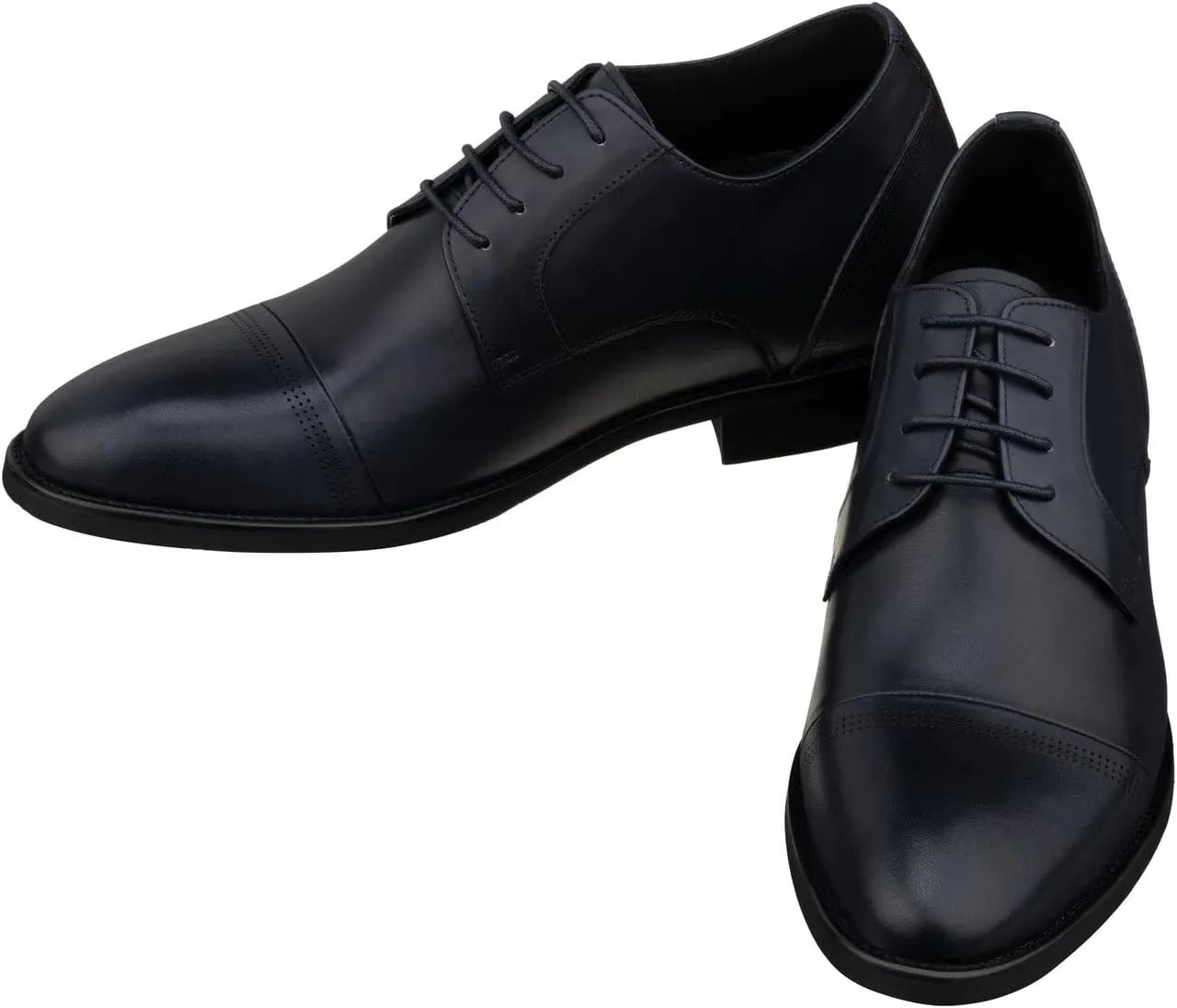 TOTO Men's Invisible Height Increasing Elevator Shoes - Slate Blue Premium Leather Lace-up Micro-Perforated Formal Derby Oxfords - 2.8 Inches Taller - K9279- Size 11 D(M) US