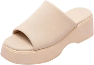 TruFox Women's Platform Sandals Wedge Slides Open Toe Comfort Padded Band Slip On