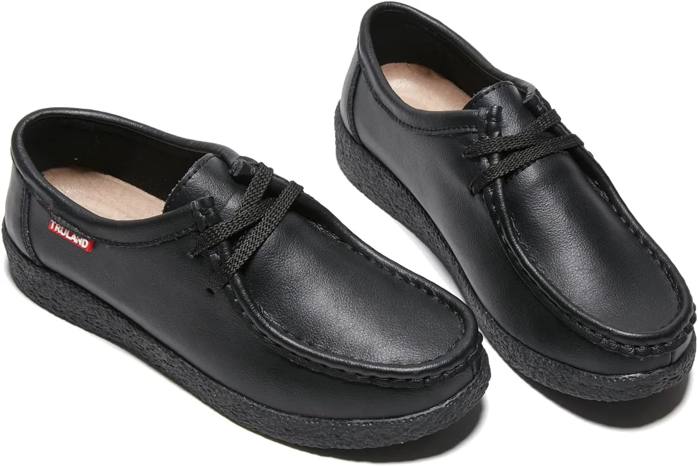 TRULAND Leather Oxford Shoes for Women - Suede Lace Up Moc Toe Low Platform Flat Wallabees Shoes