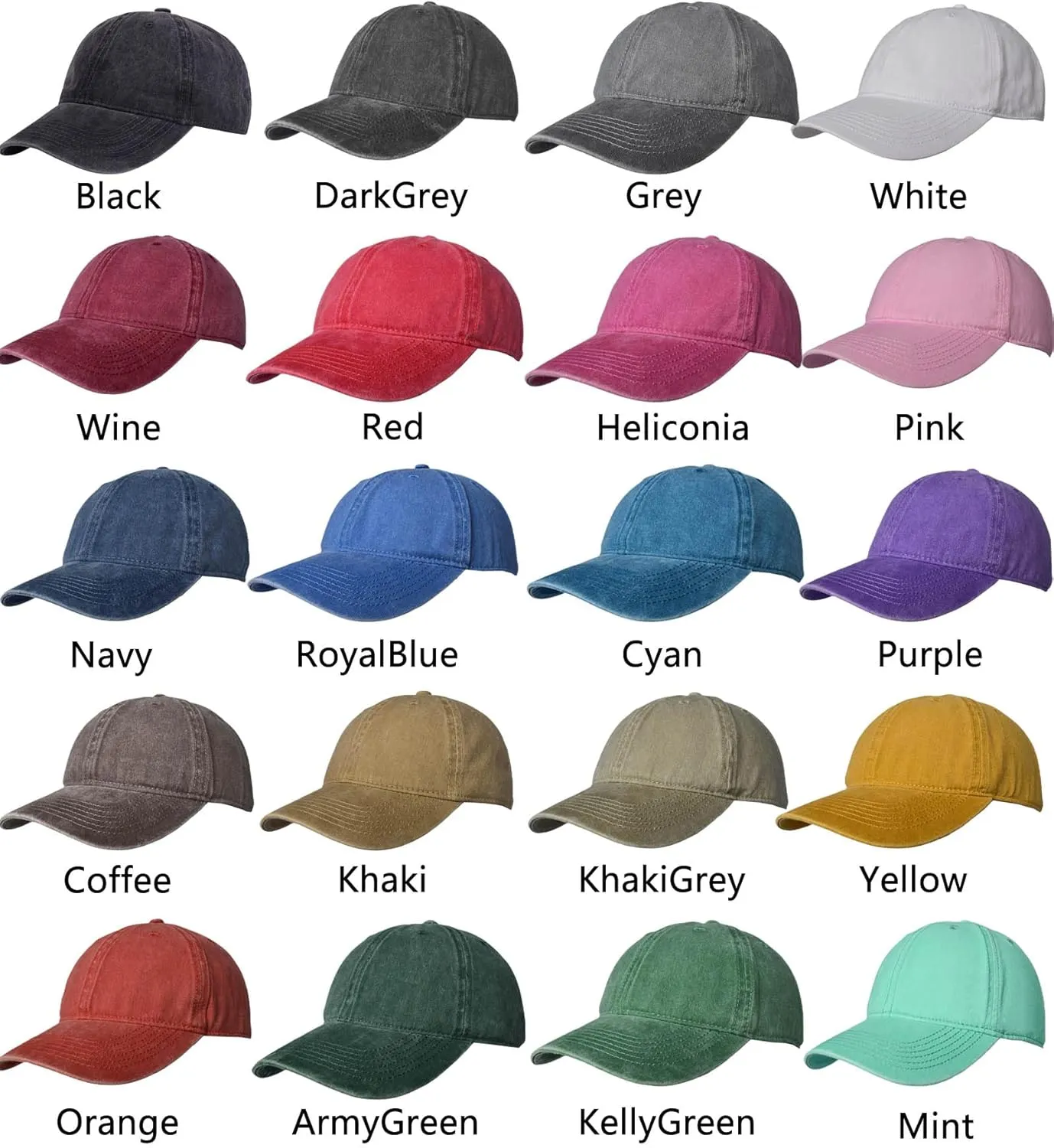 TSSGBL Vintage Cotton Washed Baseball Caps Unstructured Low Profile Adjustable Distressed Dad Hat for Men Women S-M-L-XXL