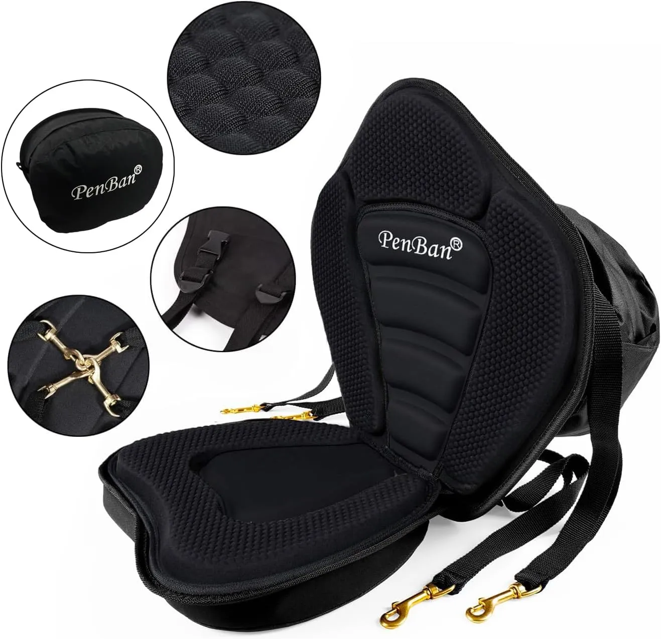 Universal Deluxe Kayak Seat Cushion with Storage Bag for Kayak,Padded Boat,SUP,Canoe,Fishing Boat,Seats with 4 Adjustable Straps