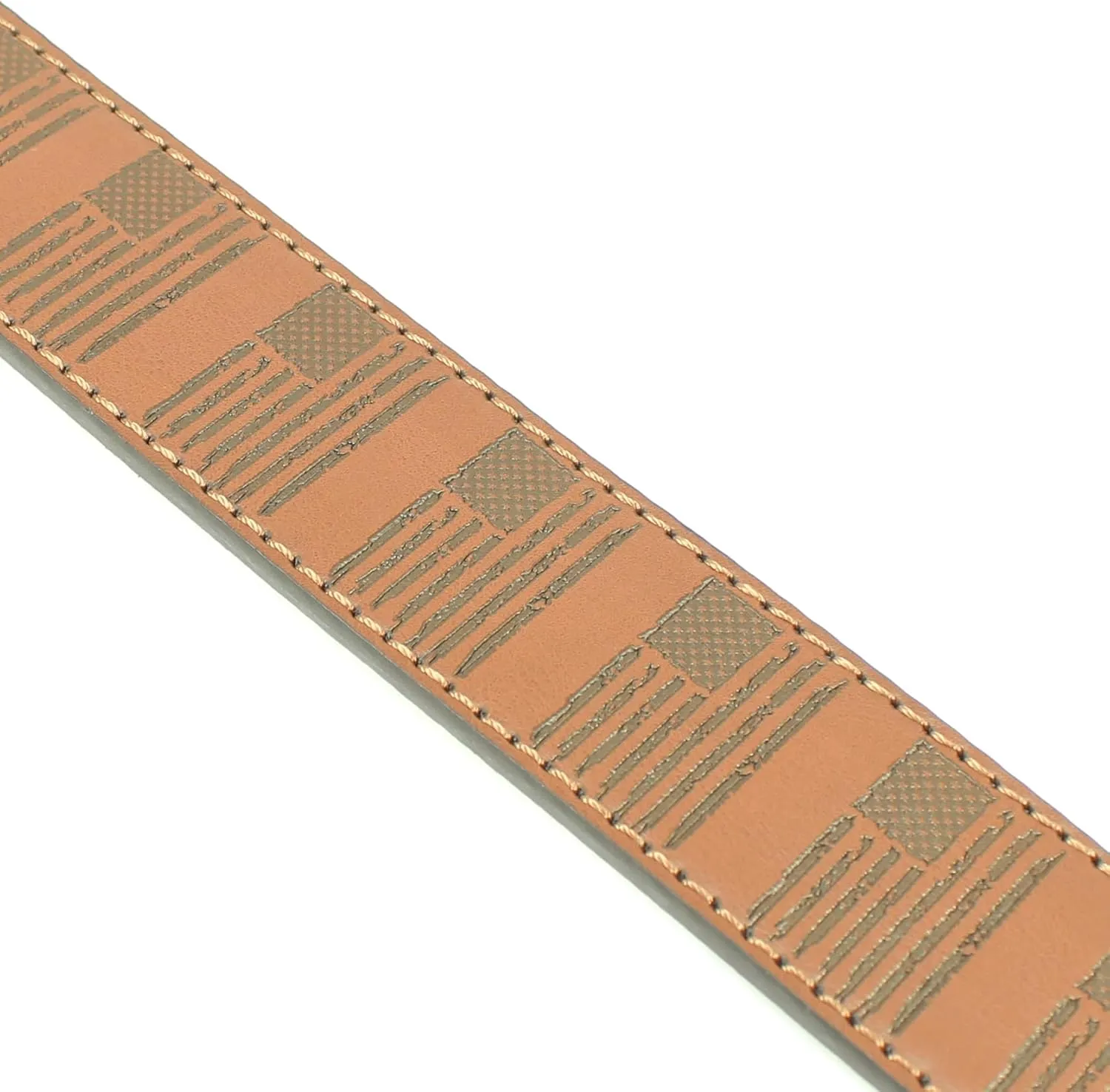 USA Flag Leather Belt Strap Metal Buckle 1.5" Wide with Snaps - American Patriotic Stars Stripes Spartan