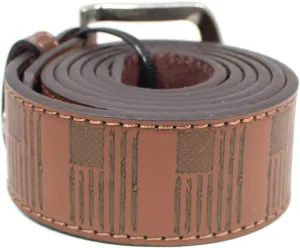 USA Flag Leather Belt Strap Metal Buckle 1.5" Wide with Snaps - American Patriotic Stars Stripes Spartan