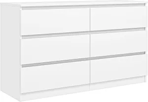 Vibe & Dine 6 Drawer Double Dresser, Modern Chest of Drawers with Wide Storage for Closet, Bedroom, Living Room