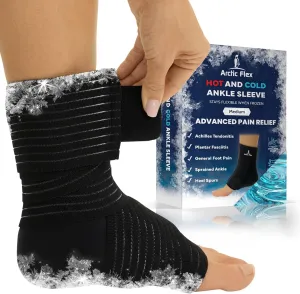 Vive Arctic Flex Ankle Ice Pack Wrap for Swelling - Adjustable Hot, Cold Gel Compression for Foot & Heel Injuries Reusable, Pain Relief - Reusable Cooling Therapy