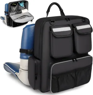 Waterproof Boat Storage Bag Back Seat Organizer Backpack with Mesh Pockets, Boat Backseat Carrying Bag for Life Jacket, Swimsuit and Other Boating Accessories (Black)