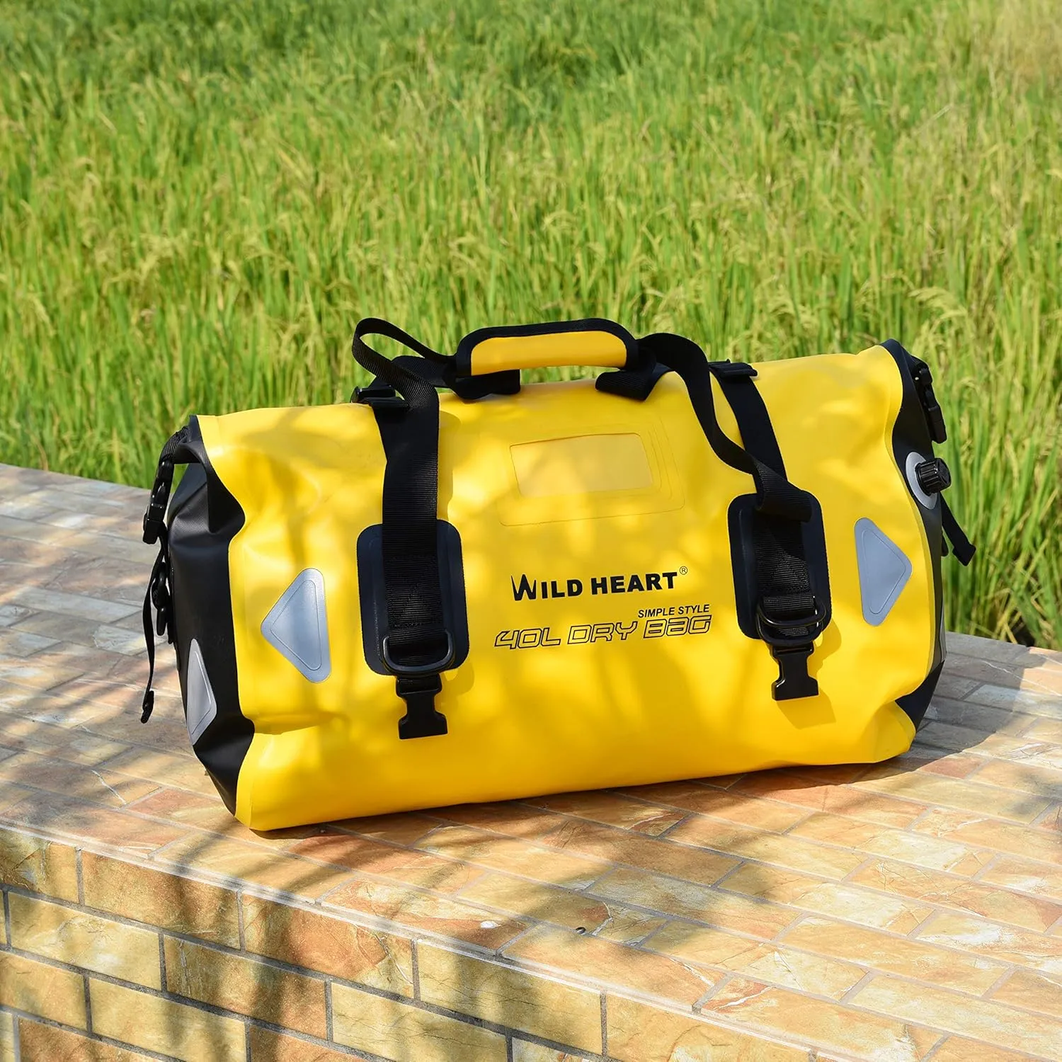 WILD HEART Waterproof Motorcycle Duffel Bag PVC500D Double-bottom With Rope Straps and Inner Pocket 40L 66L 100L for Kayaking, Camping, Boating,Motorcycle