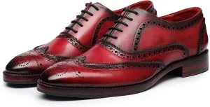 Wingtip Brogue Oxford Handcrafted Men's Genuine Leather Lace up Dress Shoes