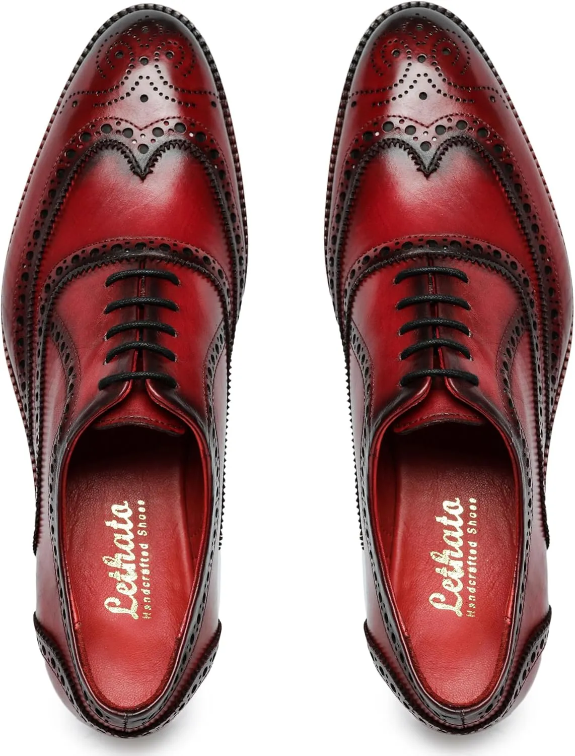Wingtip Brogue Oxford Handcrafted Men's Genuine Leather Lace up Dress Shoes