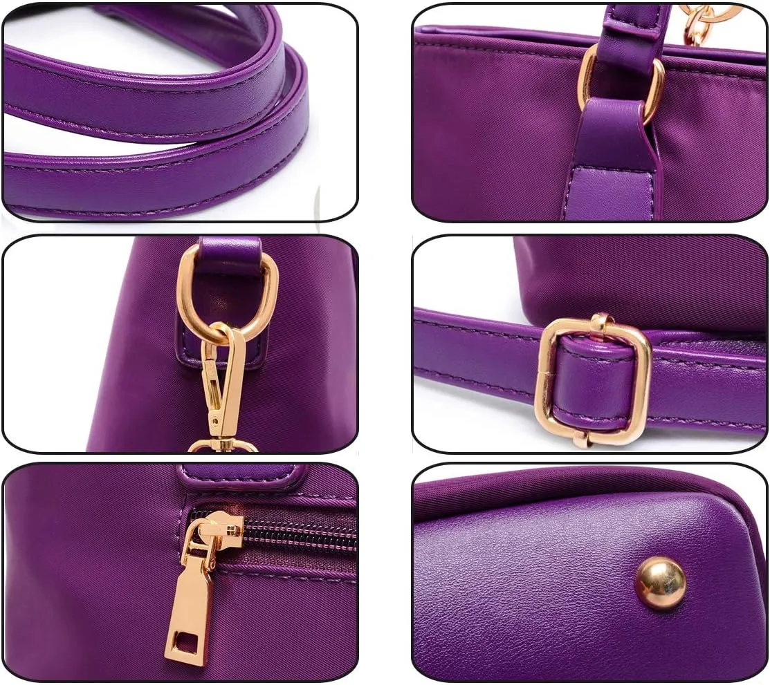 Women Handbag Nylon Leather Shoulder Bag Tote Bags Wallet Key Case Clutch 6 Pcs Set