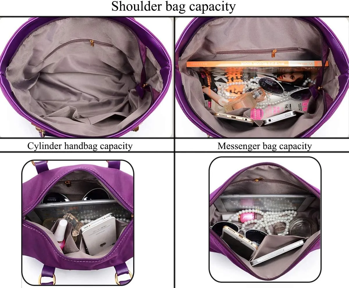 Women Handbag Nylon Leather Shoulder Bag Tote Bags Wallet Key Case Clutch 6 Pcs Set