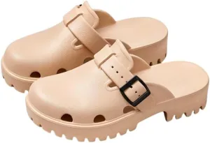Women's Arch Support Clogs, Solid Color Hollow Out Anti-Slip Garden Shoes, Casual Outdoor Summer Slide Shoes