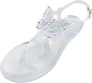 Women's Bow Flat Thong Sandals Summer T-Strap Adjustable Ankle Buckle Slip On Casual Beach Flip Flop For Party